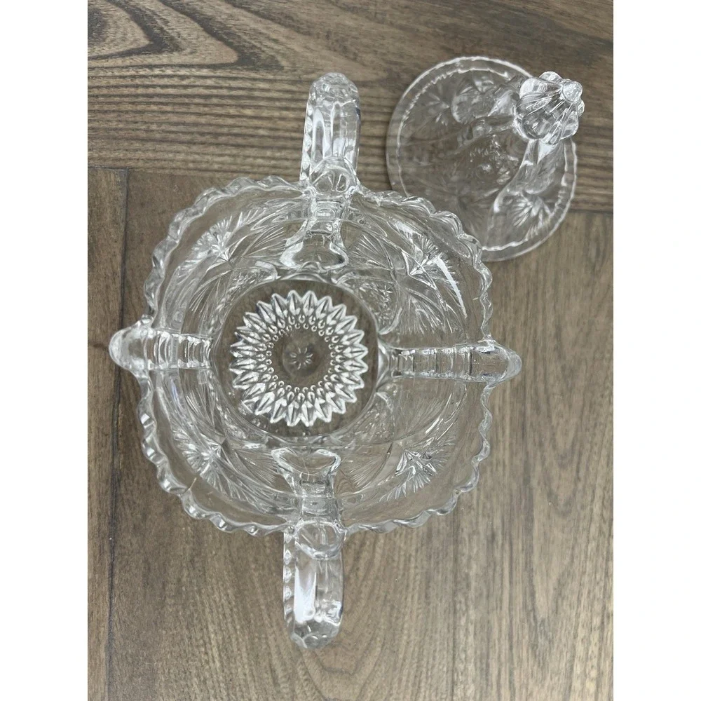 VINTAGE EAPG Biscuit, Cracker Jar Antique Early American Pattern Glass Pressed 2